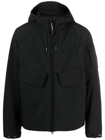 Lens Wappen Hooded Jacket Black - CP COMPANY - BALAAN.