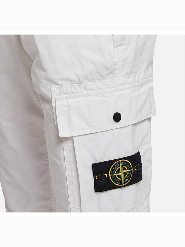 Men's Wappen Patch Slim Cargo Straight Pants White - STONE ISLAND - BALAAN 5