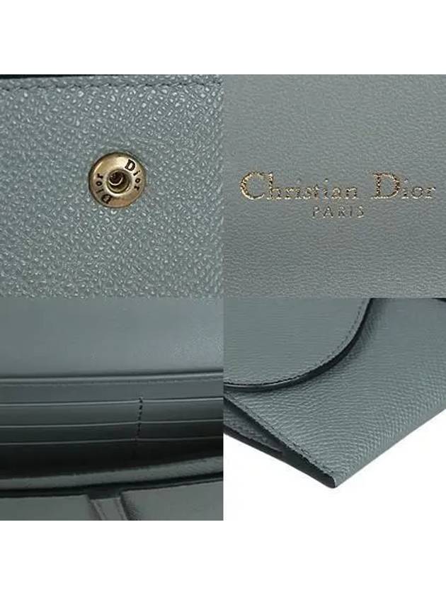 S5614 Saddle gray leather long wallet and chain crossbag - DIOR - BALAAN 5