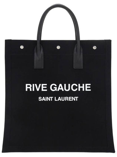 Rive Gauche Canvas Tote Bag Black - SAINT LAURENT - BALAAN 1