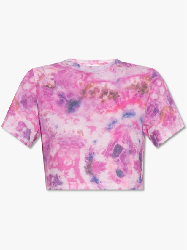 Zela Tie Dye Print Cropped Short Sleeve T-Shirt Pink - ISABEL MARANT - BALAAN 5