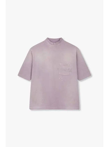 Men s Vintage One Pocket Mock Neck T Shirt Light Purple - MAISON MARGIELA - BALAAN 1