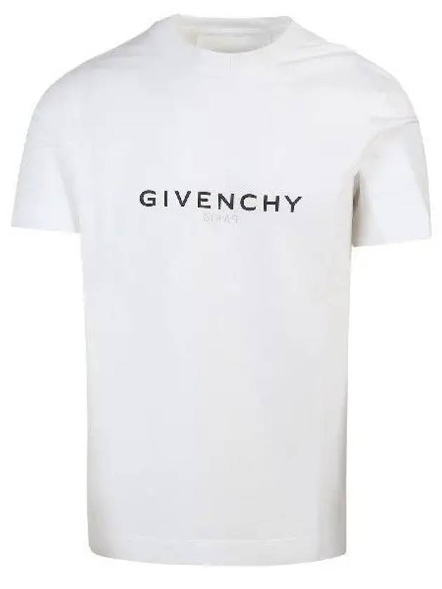 Men's Reverse Logo Round Slim Short Sleeve T-Shirt White - GIVENCHY - BALAAN 2