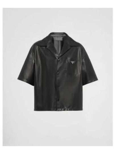 Triangle Logo Nappa Leather Short Sleeve Shirt Black - PRADA - BALAAN 2