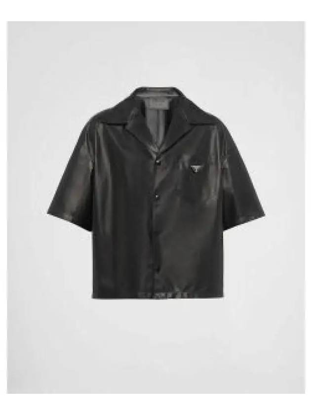 Triangle Logo Nappa Leather Short Sleeve Shirt Black - PRADA - BALAAN 2