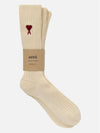 Heart Logo Socks 3 Packs Set Beige - AMI - BALAAN 3