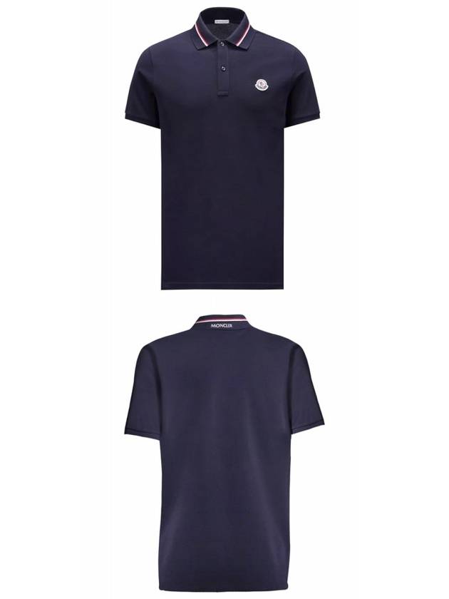 Logo Patch Polo Shirt Dark Blue - MONCLER - BALAAN 5