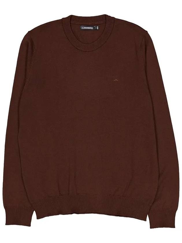 Men's Keane Crew Neck Merino Sweater Bitter Chocolate - J.LINDEBERG - BALAAN 3