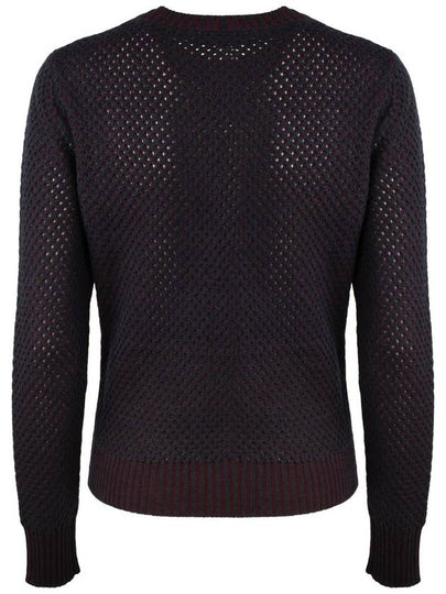 Fabiana Filippi Blue And Burgundy Virgin Wool Mesh Sweater - FABIANA FILIPPI - BALAAN 2