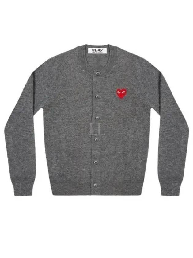 Heart Wappen Wool Cardigan Charcoal Grey - COMME DES GARCONS - BALAAN 2