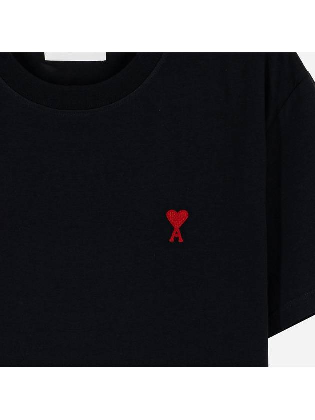 Small Heart Logo Short Sleeve T-Shirt Black - AMI - BALAAN 4