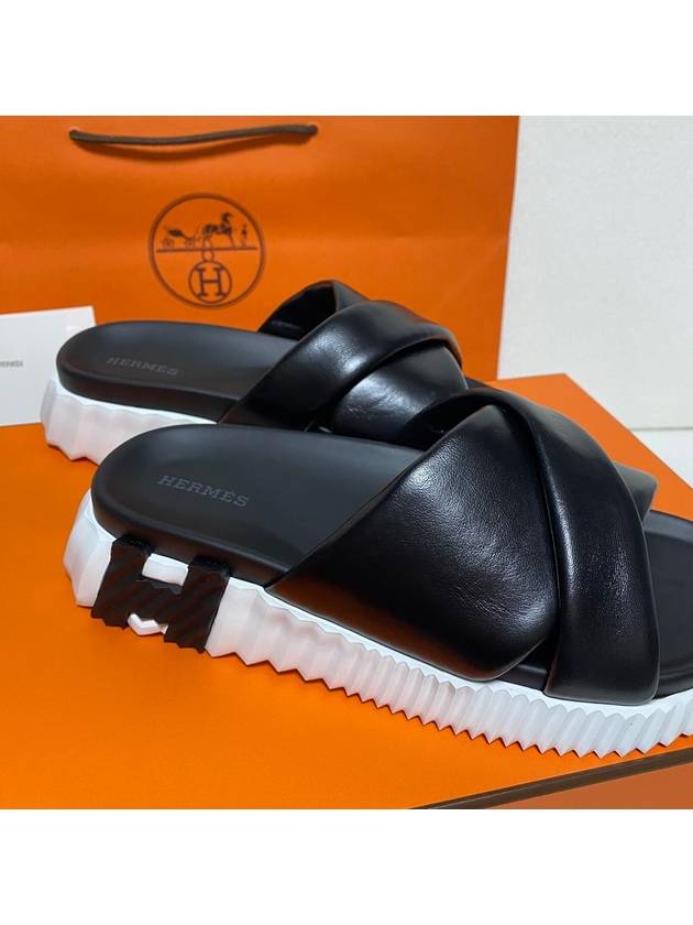 Infra Nappa Leather Slippers Noir - HERMES - BALAAN 4