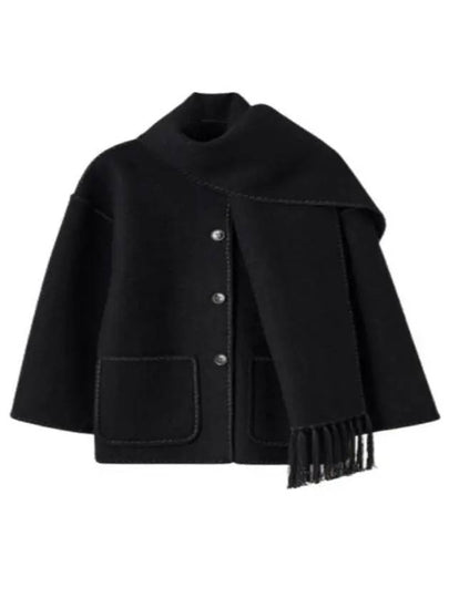 Embroidered Scarf Jacket Black - TOTEME - BALAAN 2