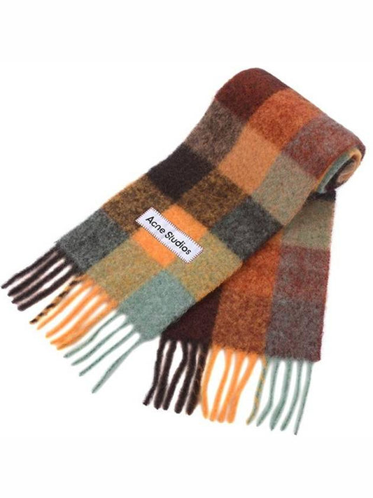 Check Mohair Muffler Chestnut Brown Yellow Green - ACNE STUDIOS - BALAAN 2