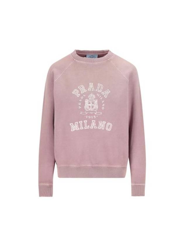 Cotton Crewneck Sweatshirt Mauve - PRADA - BALAAN 1