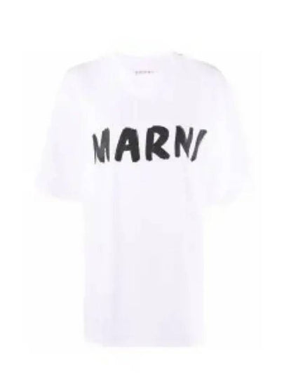 Logo Lettering Boxy Fit Short Sleeve T-Shirt White - MARNI - BALAAN 2