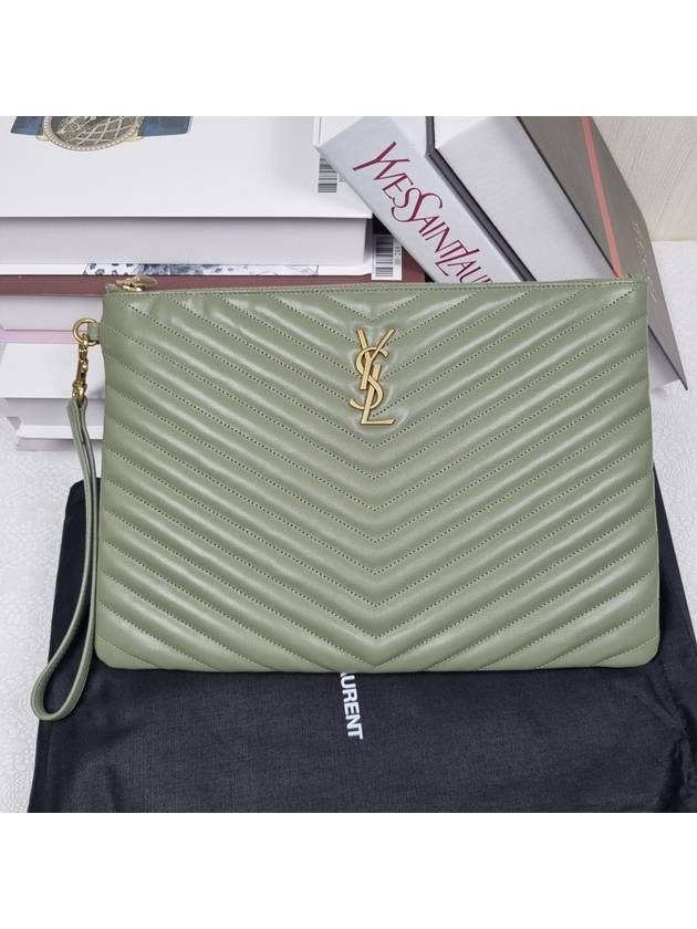 Monogram Matelasse Clutch Khaki - SAINT LAURENT - BALAAN 1