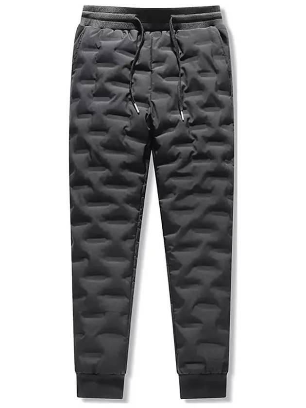 Quilted Duck Down Jogger Banding Padded Straight Pants Black - IKALOOOK - BALAAN 1