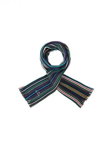 PS Striped Wool Knit Scarf Green 270604 - PAUL SMITH - BALAAN 1