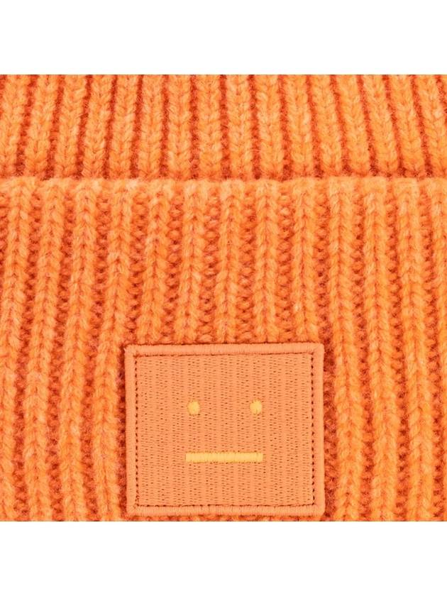 Face Patch Ribbed Wool Beanie Orange - ACNE STUDIOS - BALAAN 5