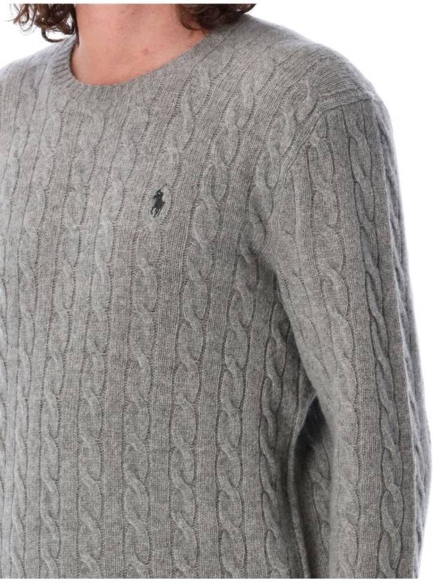 Embroid Logo Cable Knit Top Grey - POLO RALPH LAUREN - BALAAN 4