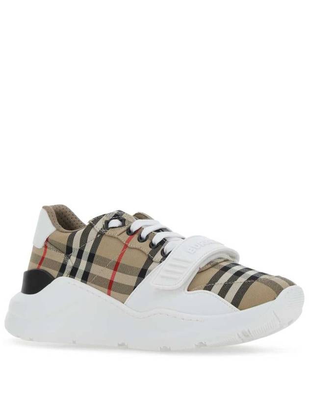 Vintage Check And Leather Sneakers White Archive Beige - BURBERRY - BALAAN 3