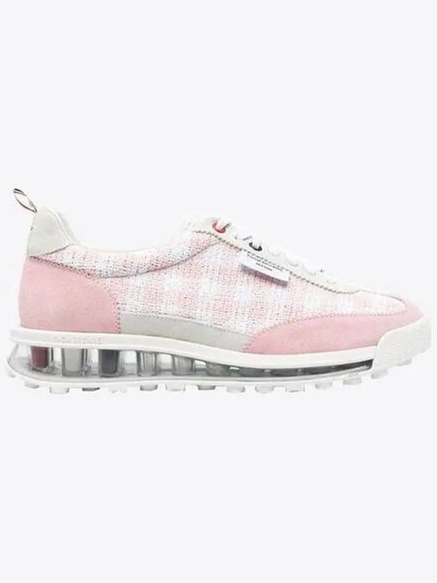 Gingham Boucle Clear Sole Tech Runner Low Top Sneakers Light Pink - THOM BROWNE - BALAAN 2