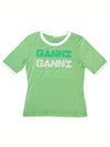 Women's Logo Fitted Short Sleeve T-Shirt Green - GANNI - BALAAN 2