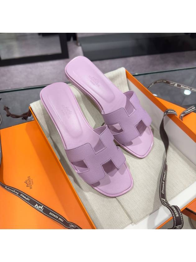 Women's Oran Sandals Calfskin Absong Violet Purple - HERMES - BALAAN 3