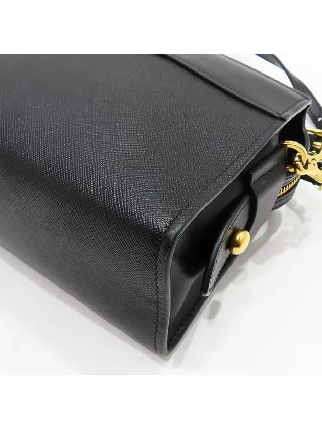 1BH043 SAFFIANO black gold logo mini square cross bag - PRADA - BALAAN 6