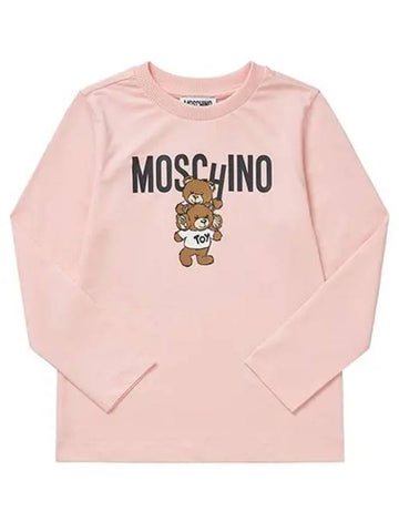 HUO00W LAA01 50209 Teddy Bear Logo Print Junior Kids Long Sleeve T Shirt - MOSCHINO - BALAAN 1