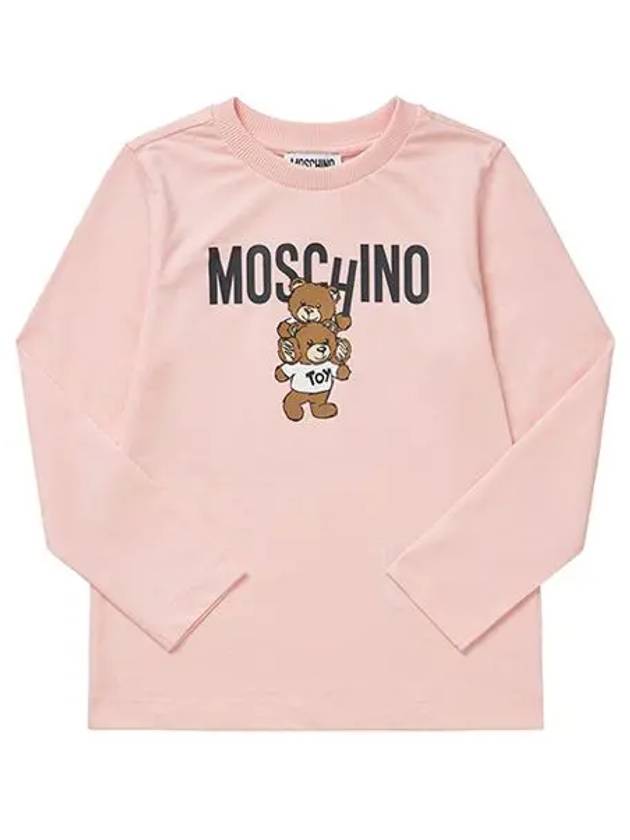 HUO00W LAA01 50209 Teddy Bear Logo Print Junior Kids Long Sleeve T Shirt - MOSCHINO - BALAAN 2