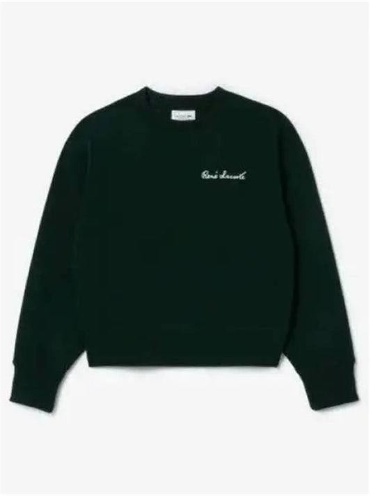 Women s Rene Overfit Crew Neck Sweatshirt Deep Green - LACOSTE - BALAAN 1