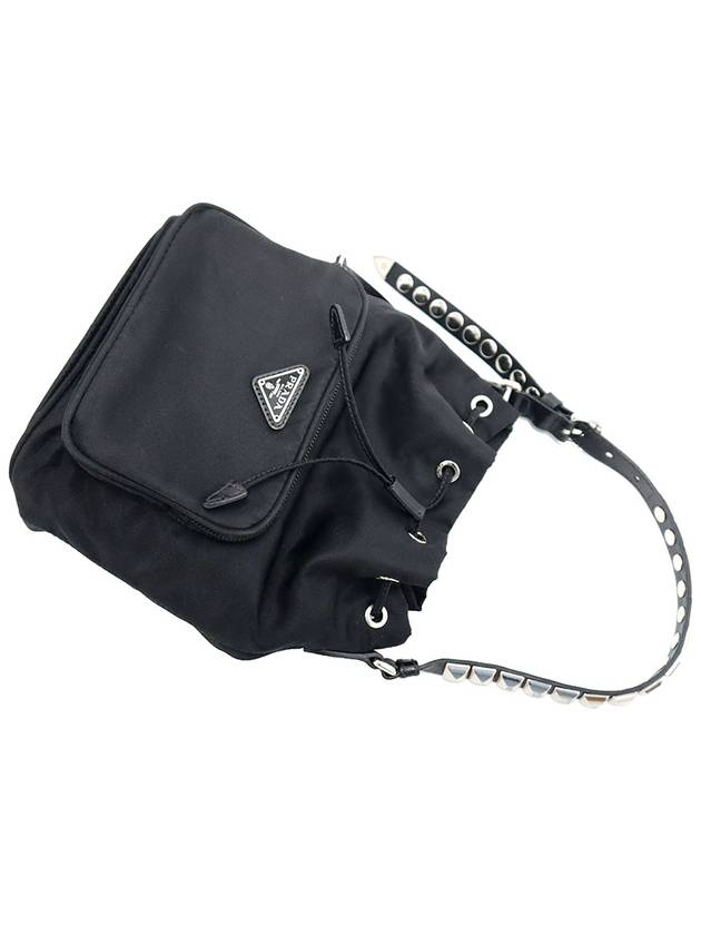 Prada 1BH038 Black Nylon Pocono Stud Bucket Bag 2WAY - PRADA - BALAAN 6