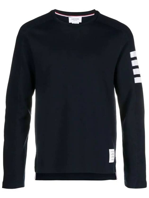 4-Bar Striped Cotton Long Sleeve T-Shirt Navy - THOM BROWNE - BALAAN 3