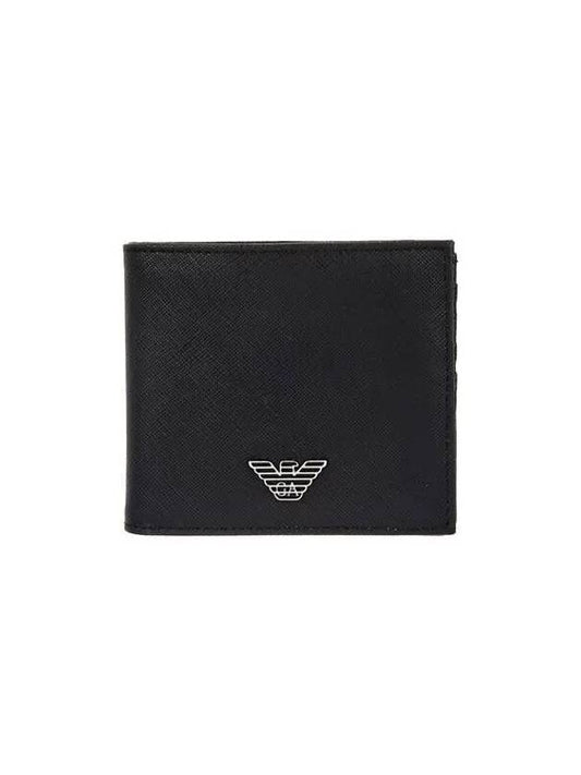 ARMANI 30 9 29 Men s Eagle Logo Saffiano Fold Wallet Black 270230 - EMPORIO ARMANI - BALAAN 1