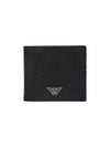 Men s Eagle Logo Saffiano Fold Wallet Black 270230 - EMPORIO ARMANI - BALAAN 1