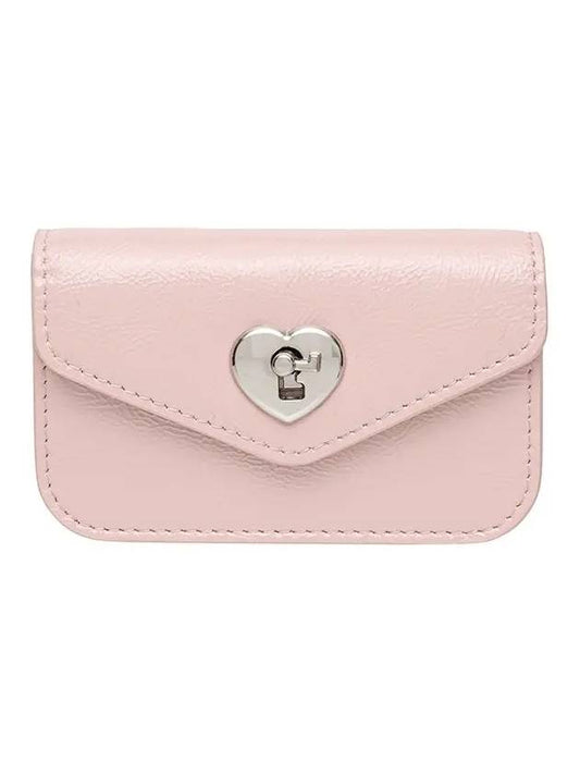 Heart Lock Compact Card Wallet Baby Pink - LE MASQUE - BALAAN 2