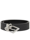 Reversible Checked Leather Belt Charcoal Silver - BURBERRY - BALAAN 2