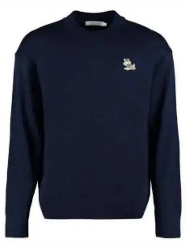 Dressed fox patch knit sweatshirt navy KM00503KT1036 - MAISON KITSUNE - BALAAN 1