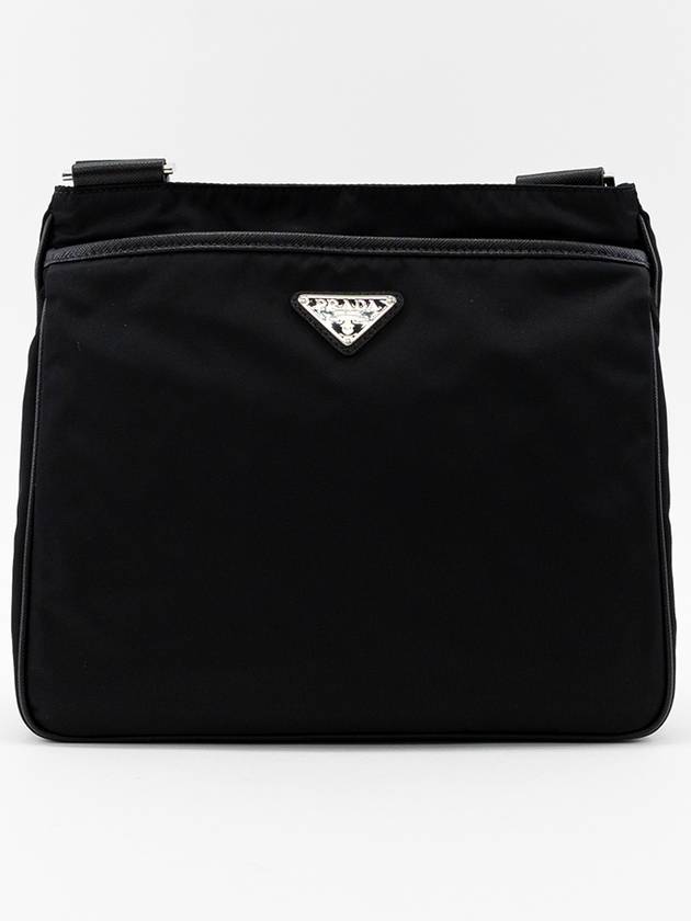 Triangle Logo Re-nylon Saffiano Leather Cross Bag Black - PRADA - BALAAN 2