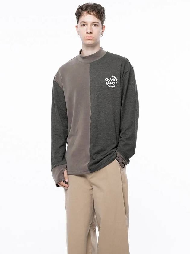 Men s M243MT03KA Circular Reverse Sleeve Half Neck Sweatshirt Khaki Beige - CHANCE'S NOI - BALAAN 1