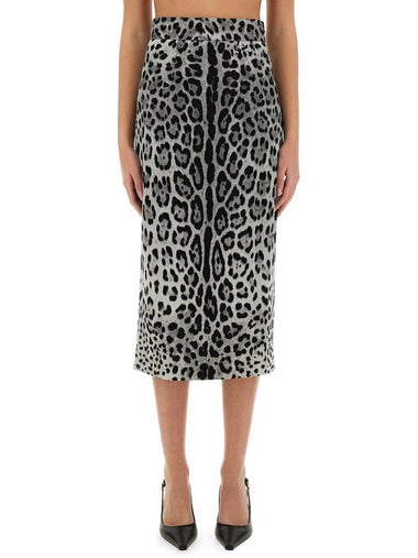 Dolce & Gabbana Leopard Print Charmeuse Longuette Skirt - DOLCE&GABBANA - BALAAN 1