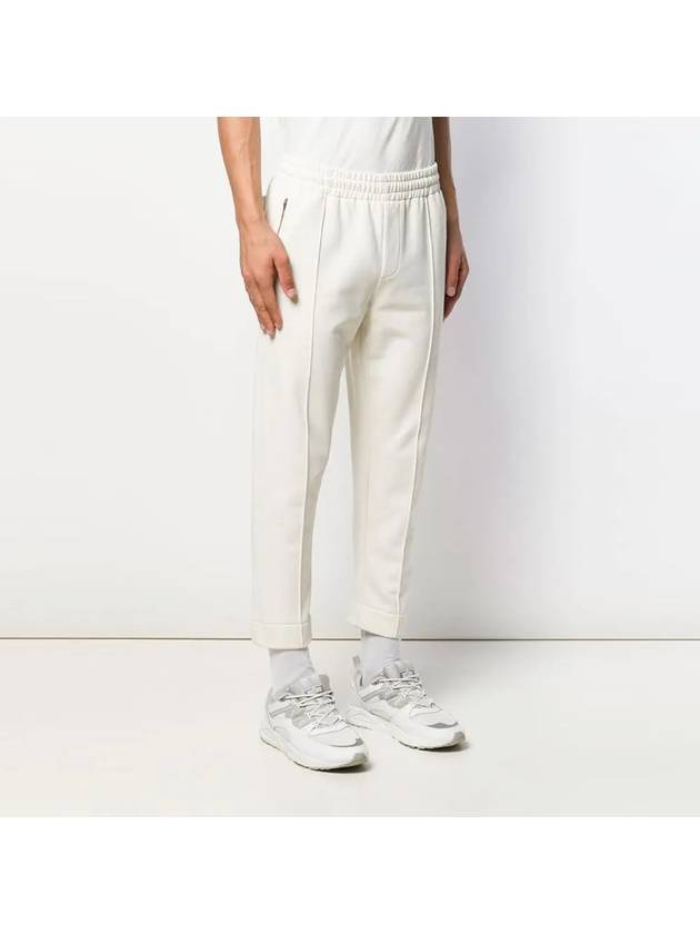 Men's Small Heart Embroidered Track Pants White - AMI - BALAAN 4