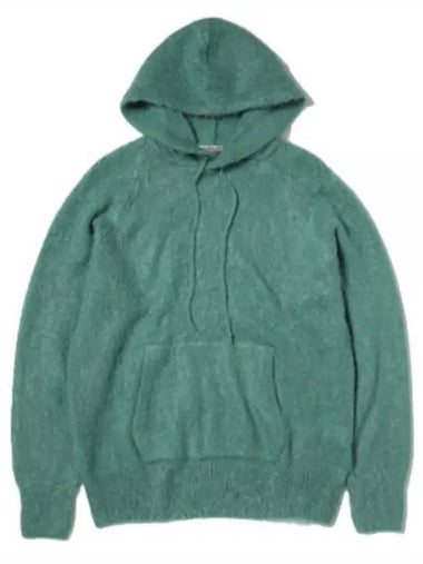 BRUSHED SUPER KID MOHAIR KNIT PO PARKA JADE GREEN A23AP01KM - AURALEE - BALAAN 1