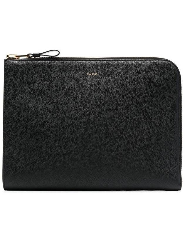 Logo Grain Leather Buckley Clutch Bag Black - TOM FORD - BALAAN.