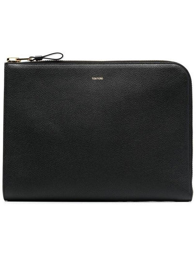 Logo Grain Leather Buckley Clutch Bag Black - TOM FORD - BALAAN 2