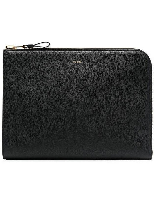 Logo Grain Leather Buckley Clutch Bag Black - TOM FORD - BALAAN.