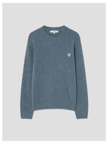 Korea Men s Bold Foxhead Patch Regular Sweatshirt Jumper Wool Lake Blue Domestic Product - MAISON KITSUNE - BALAAN 1