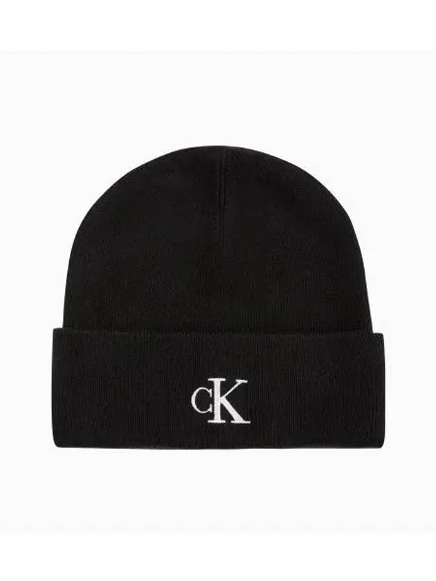 JEANS Unisex CKJ Monogram Cuff Beanie 4G5011G - CALVIN KLEIN - BALAAN 1